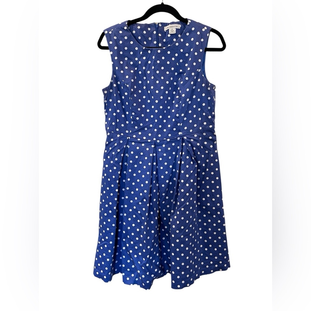 Liz Claiborne Women’s Blue & White Polka Dot Fit & Flare Dress Size 10